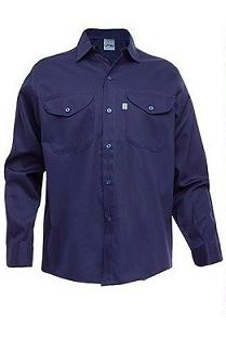 Tela grafa, color azul marino-Ombu Camisa de trabajo, azul marino